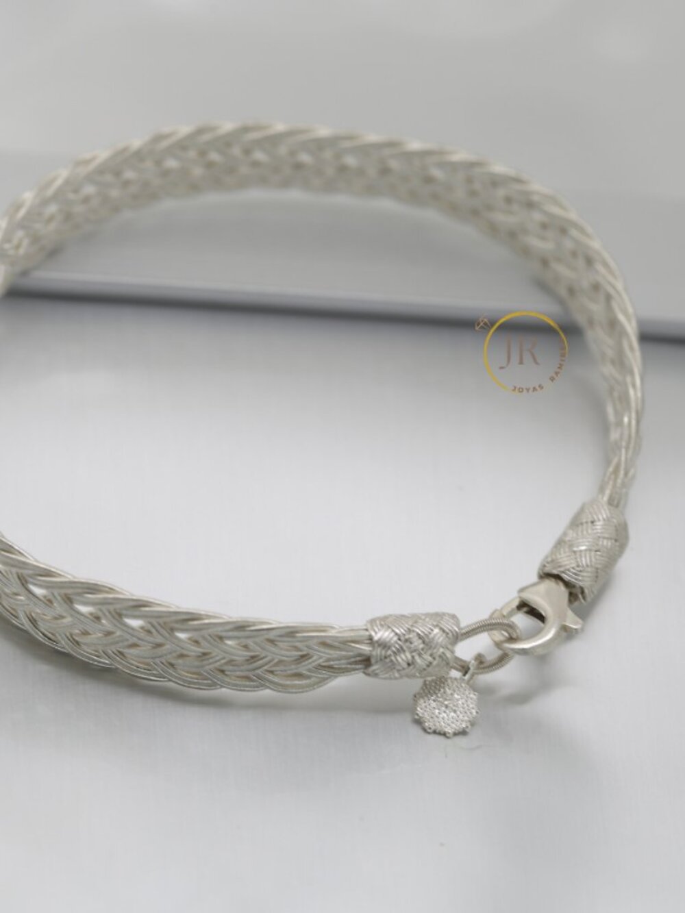 9" 11mm .925 Sterling Silver Hand Braided Woven Bright Unisex Bracelet Kazaziye